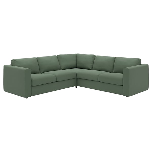 VIMLE Ecksofa 4-sitzig, Knäbäck graugrün