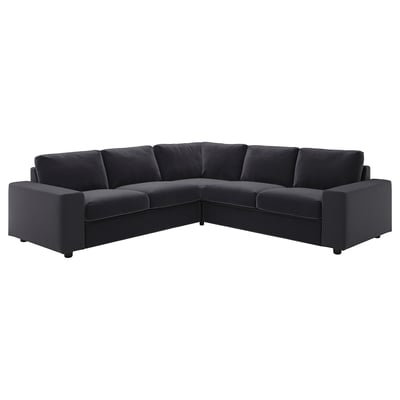 VIMLE Ecksofa 4-sitzig, mit breiten Armlehnen/Djuparp dunkelgrau