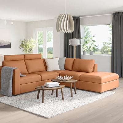 VIMLE Ecksofa 4-sitzig, ohne Abschluss mit Nackenkissen/Grann/Bomstad goldbraun