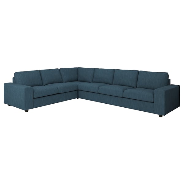 VIMLE Ecksofa 5-sitzig, mit breiten Armlehnen/Hillared dunkelblau