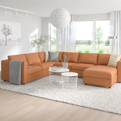 VIMLE Ecksofa 5-sitzig, mit Récamiere/Grann/Bomstad goldbraun