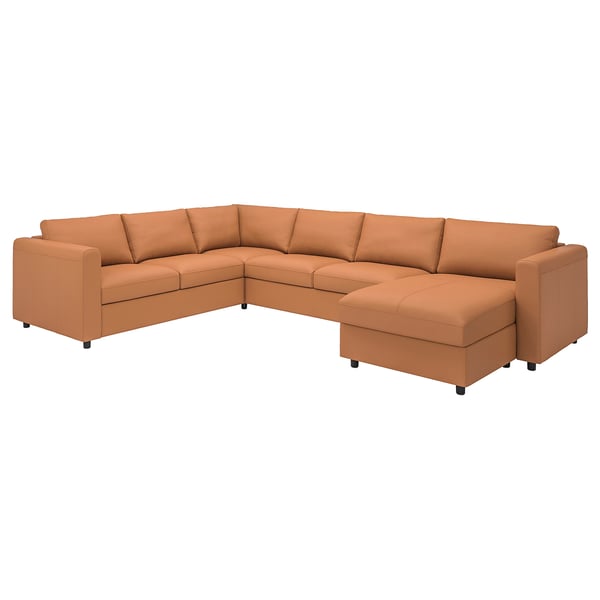 VIMLE Ecksofa 5-sitzig, mit Récamiere/Grann/Bomstad goldbraun