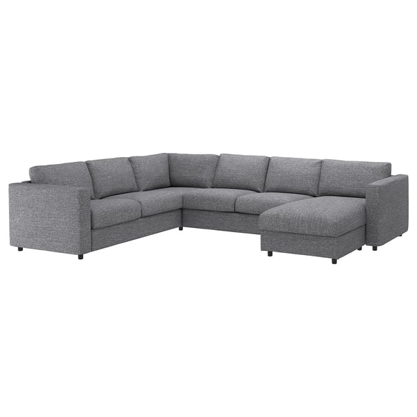 VIMLE Ecksofa 5-sitzig, mit Récamiere/Lejde grau/schwarz