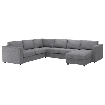 VIMLE Ecksofa 5-sitzig, mit Récamiere/Lejde grau/schwarz