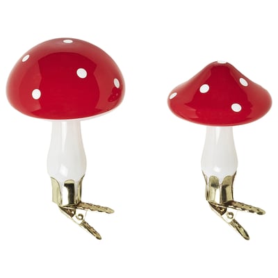 VINTERFINT Baumschmuck 2-tlg., Glas/Pilz rot