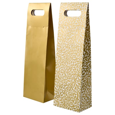 VINTERFINT Geschenktüte für Flasche, verschiedene Muster/goldfarben, 13x41 cm