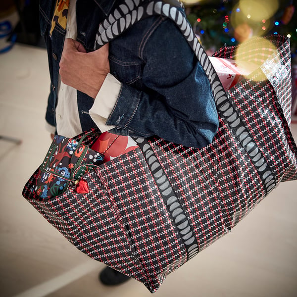 VINTERFINT Tasche groß, Karos/bunt, 55x37x35 cm/71 l