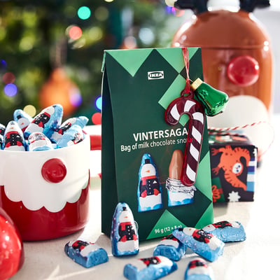 VINTERSAGA Tüte mit Schokoschneemännern, Rainforest Alliance Certified, 96 g