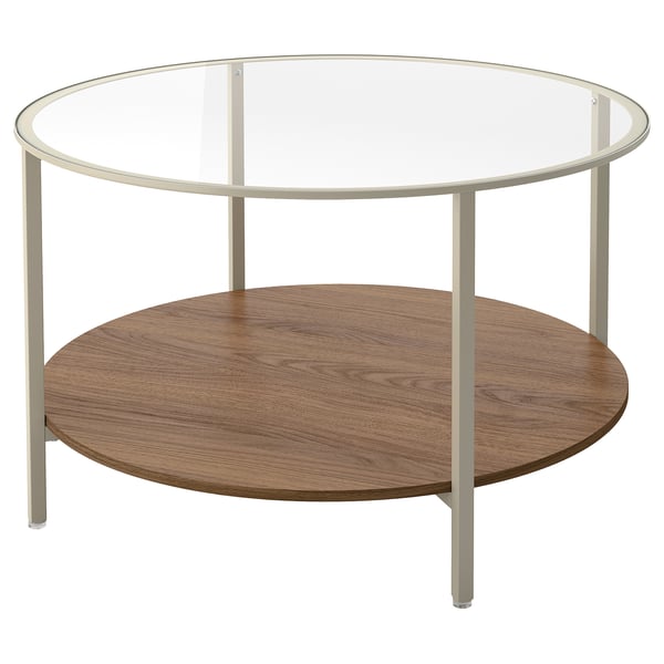 VITTSJÖ Couchtisch, hellbeige/Glas, 75 cm