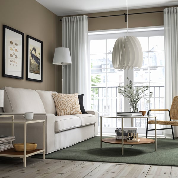 VITTSJÖ Couchtisch, hellbeige/Glas, 75 cm