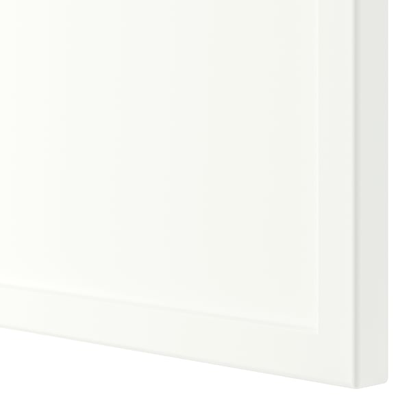 Close-up of sleek, white cover panel edge. Smooth surface, thin frame, high-quality finish.