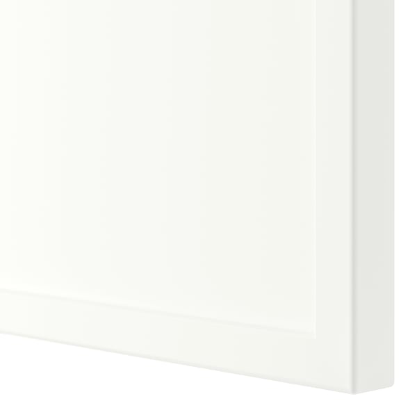 Sleek, white cabinet with thin, refined frame. Matte finish, smooth texture, and clean lines suggest high-quality craftsmanship.