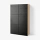 BESTÅ Storage combination with doors, white stained oak effect/Laxviken black, 120x42x193 cm