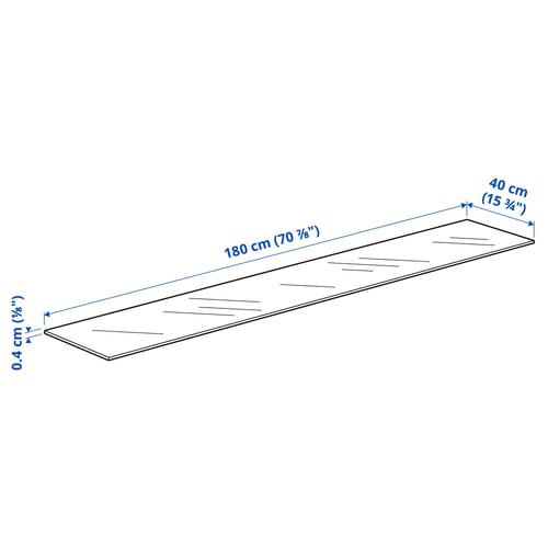 BESTÅ Top panel, glass/white, 180x40 cm