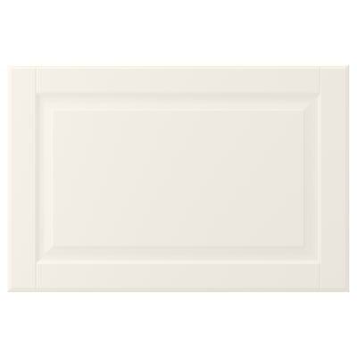 A BODBYN cabinet door in off-white. It has a classic, bevelled design and is made from fiberboard with a smooth lacquered finish.