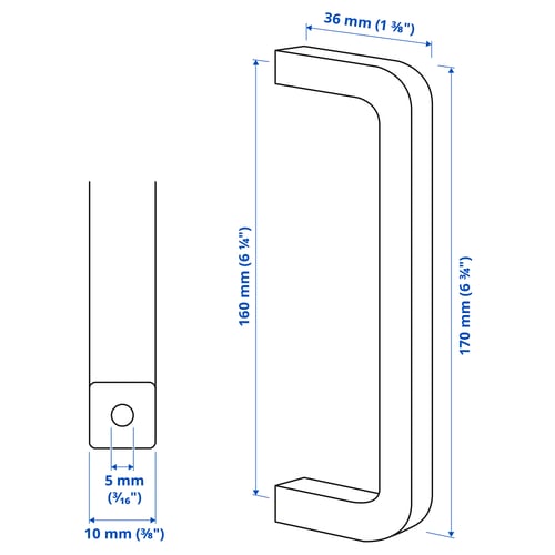 Illustration with measurements for the product: BORGHAMN.