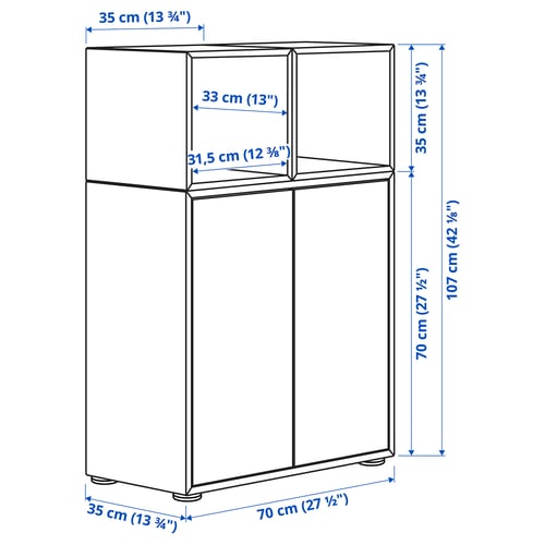 Illustration with measurements for the product: EKET.