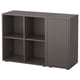 A grey EKET storage unit with open and closed compartments for versatile storage.