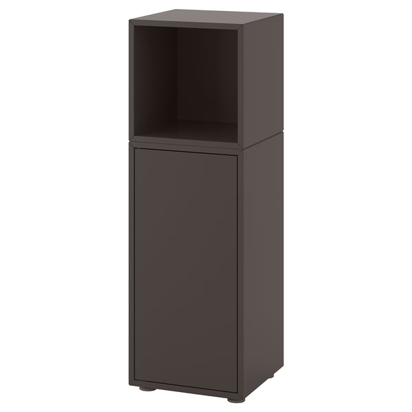EKET storage cabinet, dark brown, sleek, rectangular, open top, closed bottom, modern design for versatile use.