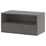 Dark grey EKET open shelf unit, rectangular, modern design, made from particleboard and fibreboard.