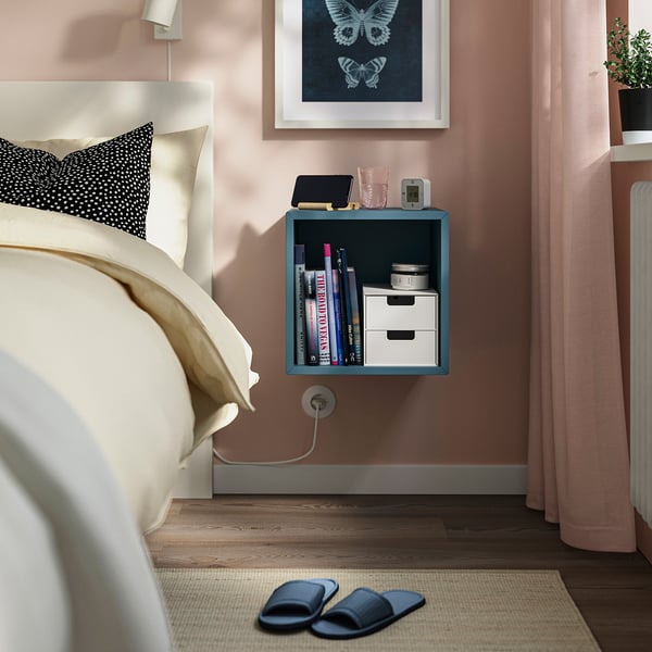 EKET Wall-mounted shelving unit, dark grey-blue, 35x35x35 cm