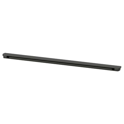 Black ENHET storage rail, rectangular, powder-coated steel, fits under shelves for organising.