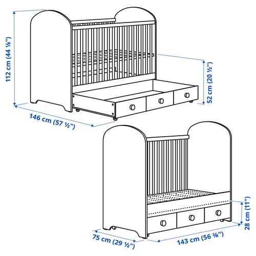 Illustration with measurements for the product: GONATT.