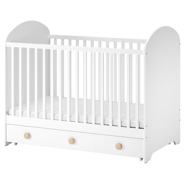 GONATT Cot with drawer, white, 70x140 cm