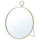 A gold-colored GRYTÅS mirror. It has a round shape with a minimalist design. The mirror can be hung or stood.