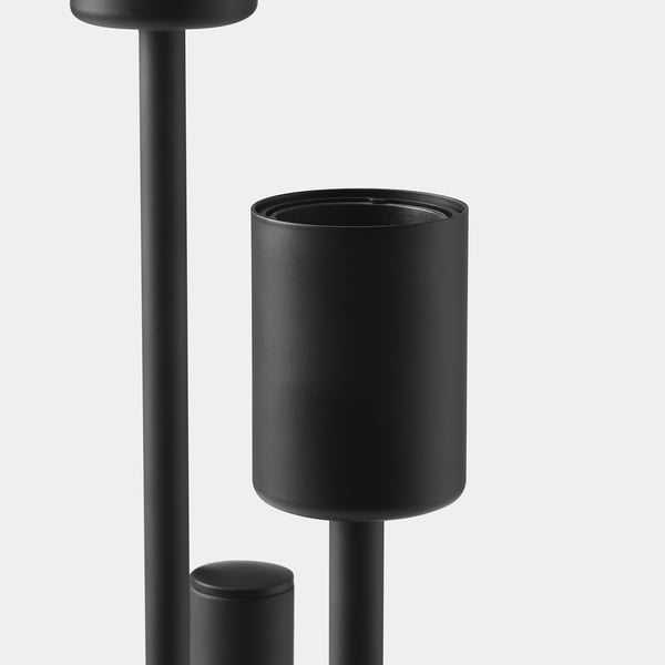 Modern black table lamp base made of steel and concrete, sleek and minimalistic design, standalone or pair with decorative bulbs.