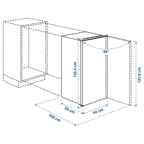 Illustration with measurements for the product: HÅLLNÄS.