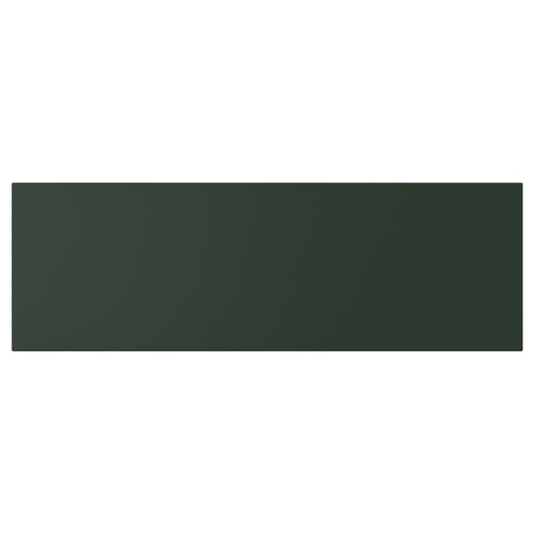 A rectangular panel from the HAVSTORP series in dark green. It has clean lines and a smooth finish, made of acrylic paint and fibreboard.