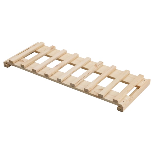 HEJNE wood shelf, light colour, rectangular, simple design; treated wood is recommended.