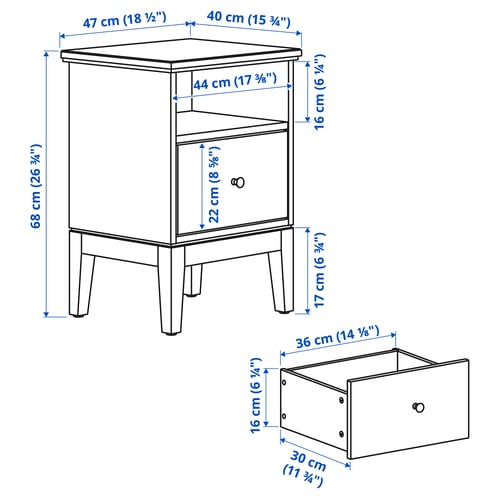 Illustration with measurements for the product: IDANÄS.
