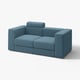 Blue JÄTTEBO modular sofa with headrest, soft fabric, clean lines.