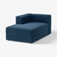 A blue JÄTTEBO chaise with angular design, deep seating, and textured corduroy fabric.