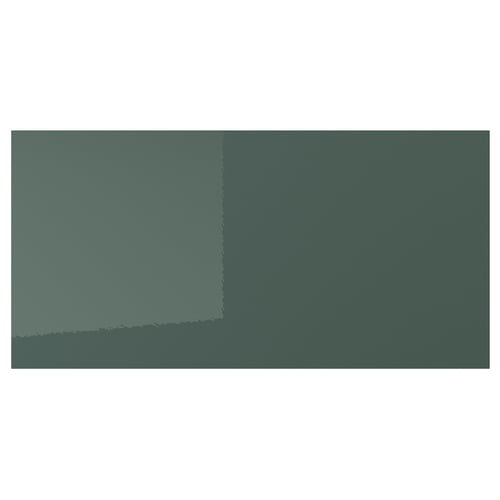 KALLARP drawer fronts in grey-green glossy finish, rectangular shape, modern design.