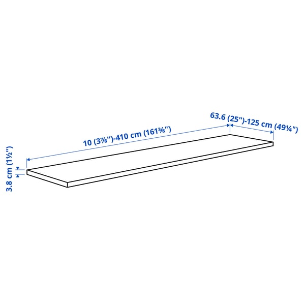 KARLBY Custom made worktop, walnut/veneer, 63.6-125x3.8 cm