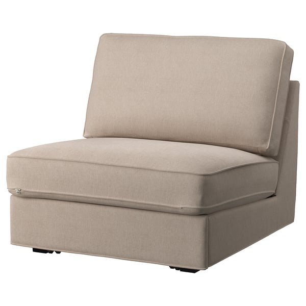 Beige KIVIK sofa-bed with compact corner design, ideal for small spaces and guests, featuring machine-washable chenille fabric.