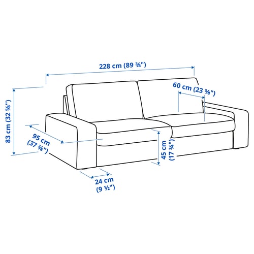 Illustration with measurements for the product: KIVIK.
