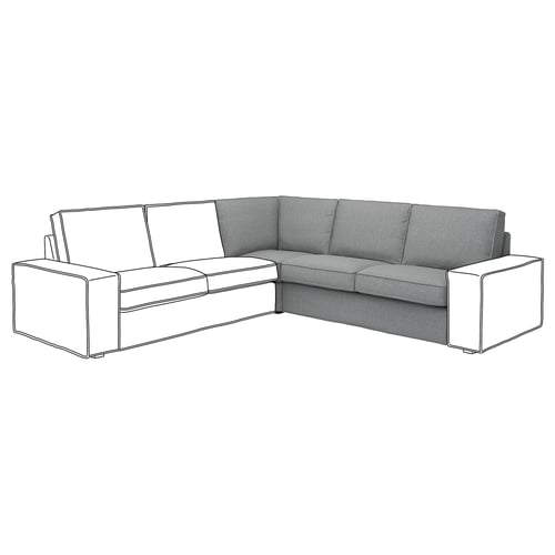 Line drawing of a grey KIVIK sectional sofa with clean lines and cushioned seats.