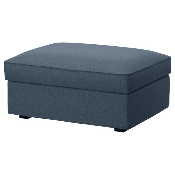KIVIK footstool, blue, square, cushioned top, hidden storage.