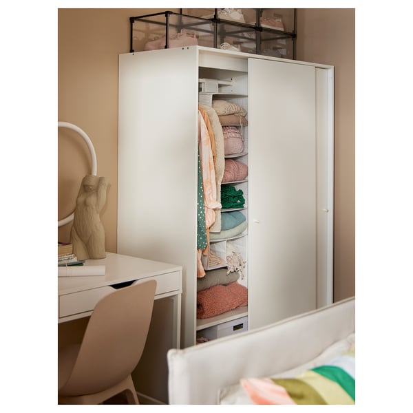 KLEPPSTAD Wardrobe with sliding doors, white, 117x55x176 cm