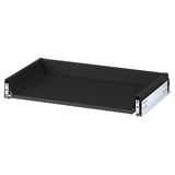 A KNIVSHULT black drawer with a sleek design. It smooth sides, and is made of steel and particleboard.