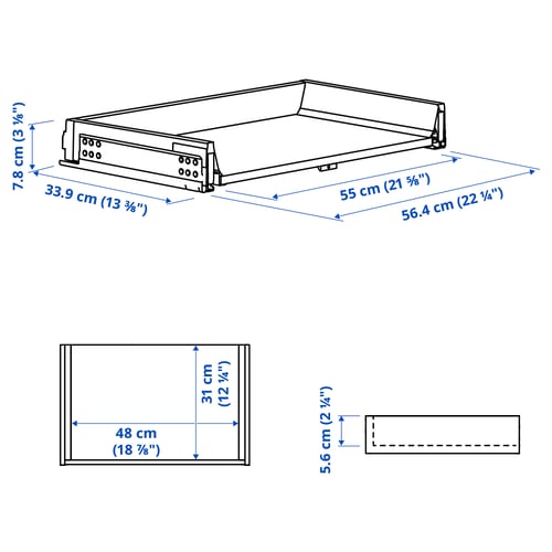 KNIVSHULT Drawer, low, dark grey, 60x37 cm