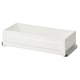 A white KOMPLEMENT wardrobe drawer with a sleek design, featuring a framed front, metal glides, and a clean, rectangular shape.