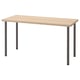LAGKAPTEN table. Light wood top, black metal legs. Simple, modern, rectangular design.