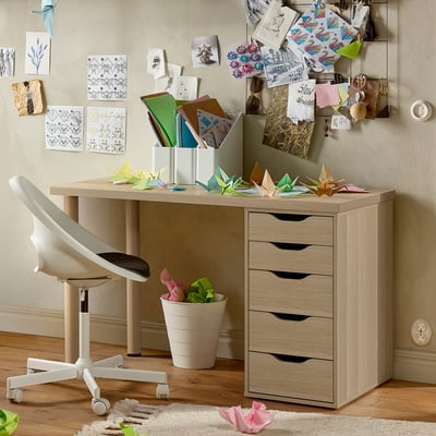 LAGKAPTEN / ALEX Desk, white stained/oak effect, 120x60 cm