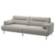 Modern grey LÅNGARYD sofa, soft round shapes, chrome legs, cosy & stylish.