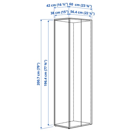 LASTARE Frame with doors, white, 60x42x200 cm